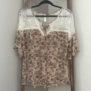 Mesh floral see through top